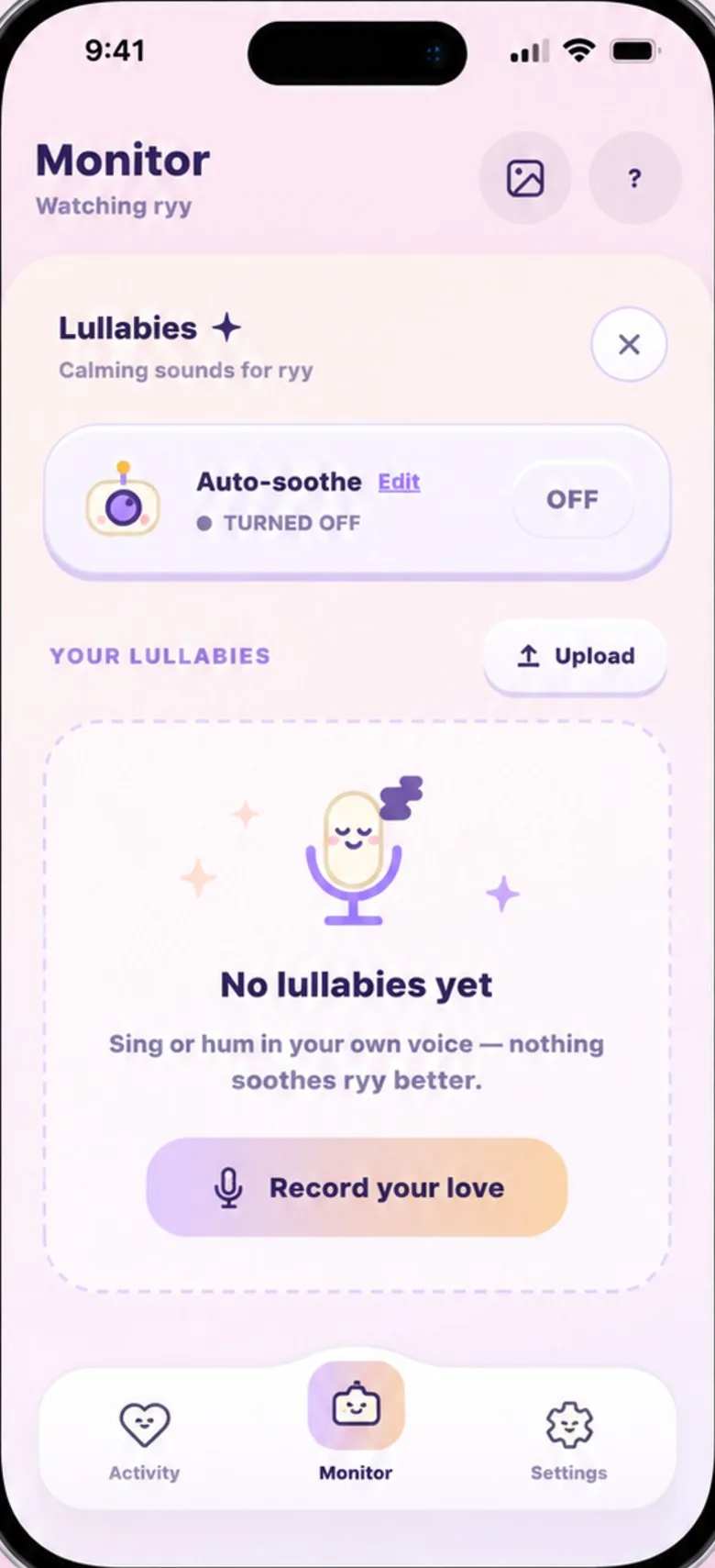 Baby's Day In Lullabies sheet: Auto-soothe, your lullabies, record your love